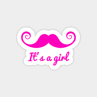 it's a girl text with pink mustache for baby shower Sticker